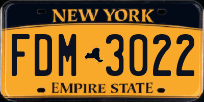 NY license plate FDM3022