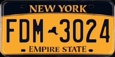 NY license plate FDM3024