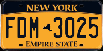 NY license plate FDM3025