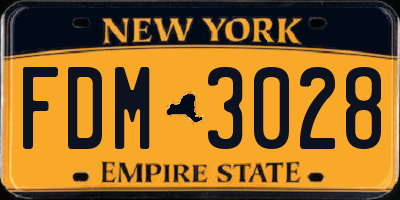 NY license plate FDM3028