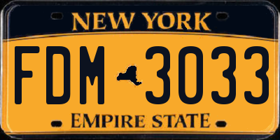 NY license plate FDM3033