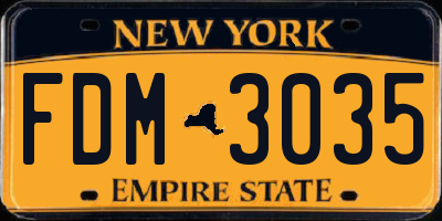 NY license plate FDM3035