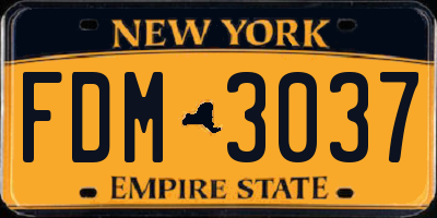 NY license plate FDM3037