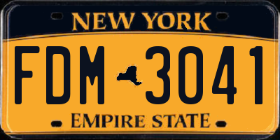 NY license plate FDM3041