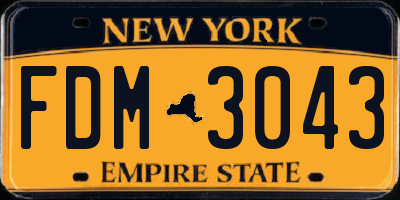 NY license plate FDM3043