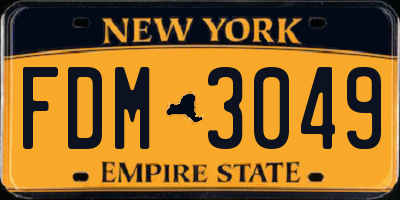 NY license plate FDM3049