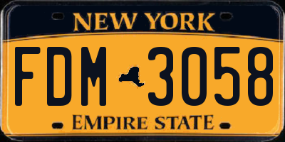 NY license plate FDM3058