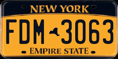 NY license plate FDM3063