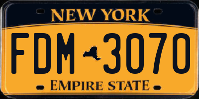 NY license plate FDM3070