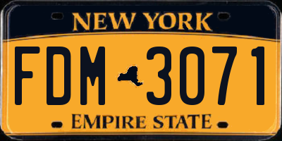 NY license plate FDM3071