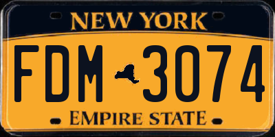 NY license plate FDM3074