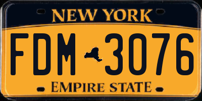 NY license plate FDM3076
