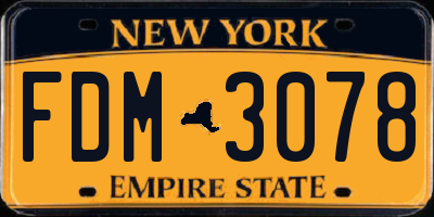 NY license plate FDM3078