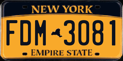 NY license plate FDM3081