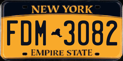 NY license plate FDM3082