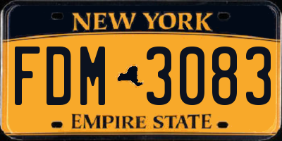 NY license plate FDM3083