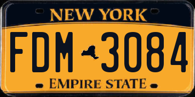NY license plate FDM3084
