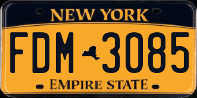 NY license plate FDM3085