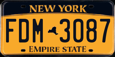 NY license plate FDM3087