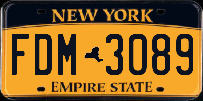 NY license plate FDM3089