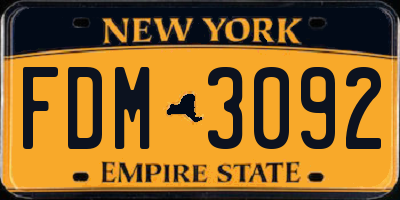 NY license plate FDM3092