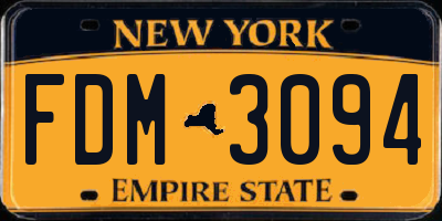NY license plate FDM3094