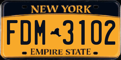 NY license plate FDM3102