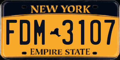 NY license plate FDM3107