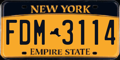 NY license plate FDM3114