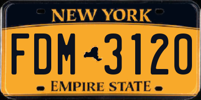 NY license plate FDM3120