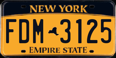 NY license plate FDM3125