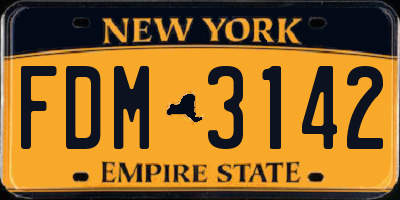 NY license plate FDM3142
