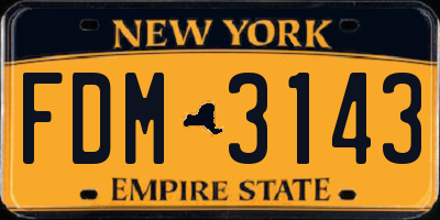NY license plate FDM3143
