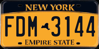 NY license plate FDM3144
