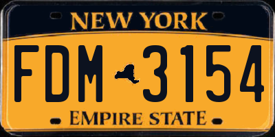 NY license plate FDM3154