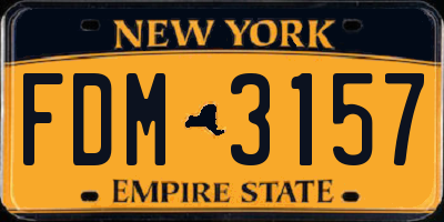 NY license plate FDM3157