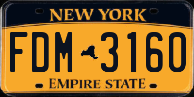 NY license plate FDM3160