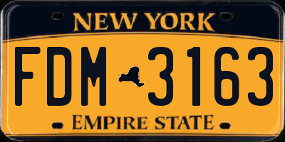 NY license plate FDM3163
