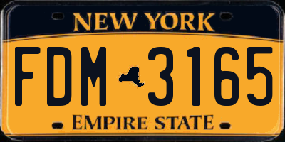 NY license plate FDM3165