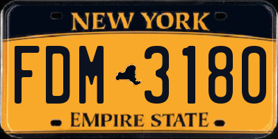 NY license plate FDM3180