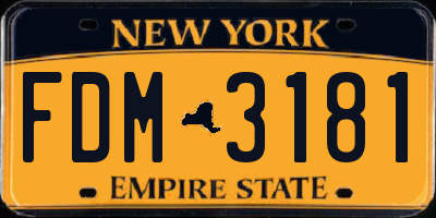 NY license plate FDM3181