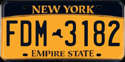 NY license plate FDM3182