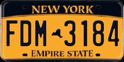 NY license plate FDM3184