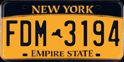 NY license plate FDM3194