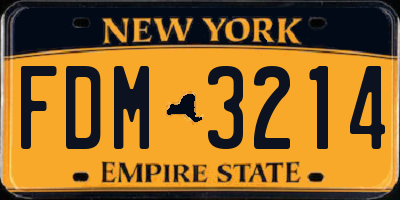 NY license plate FDM3214