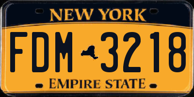 NY license plate FDM3218