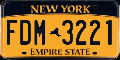 NY license plate FDM3221