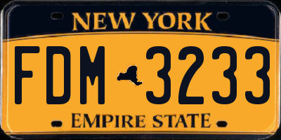 NY license plate FDM3233