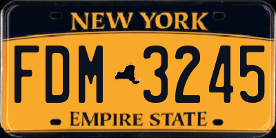 NY license plate FDM3245
