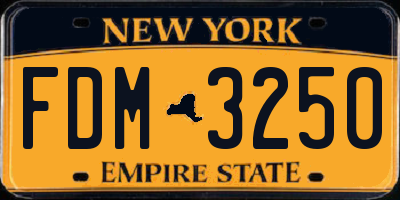 NY license plate FDM3250
